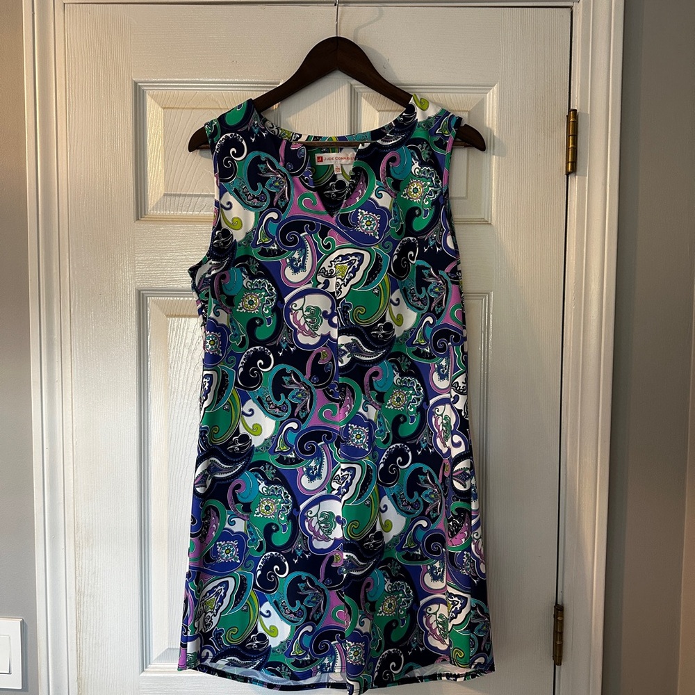 Jude Connally Blue and Green Paisley Mini Dress